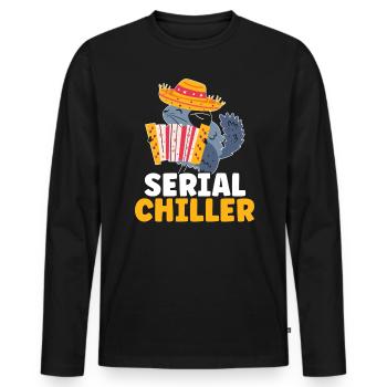 Serial Chiller Chinchilla Liebhaber Nagetier Haustier Tier - Männer Premium Bio Langarmshirt - Schwarz - Vorne - Nico (187cm)