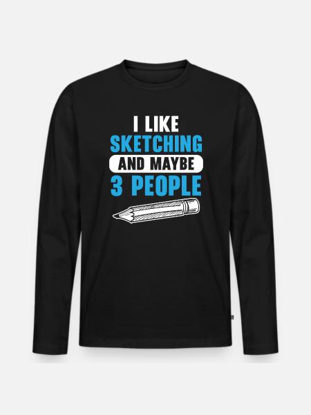 Skissa Ritning Doodling Rita Skiss Konstnär - Ekologisk långärmad premium-T-shirt herr - svart