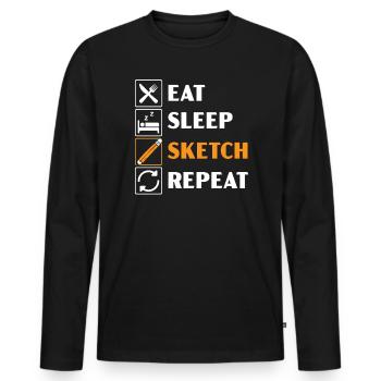 Esquisse Dessin Doodling Dessiner Dessinateur - T-shirt manches longues Premium bio Homme - noir - Devant - Nico (187cm)