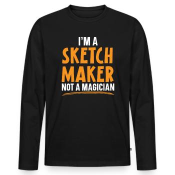 Esquisse Dessin Doodling Dessiner Dessinateur - T-shirt manches longues Premium bio Homme - noir - Devant - Nico (187cm)