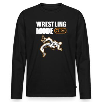 Wrestling Fan Wrestler Wrestle Grappling Wrestling - Men's Premium Organic Long Sleeve Shirt - black - Front - Nico (187cm)