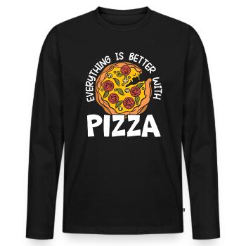 Tout est mieux avec la nourriture italienne des amateurs de pizza - T-shirt manches longues Premium bio Homme - noir - Devant - Nico (187cm)