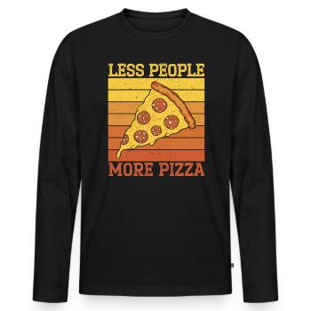 Moins de gens Plus d’amateurs de pizza Cuisine italienne - T-shirt manches longues Premium bio Homme - noir - Devant - Nico (187cm)