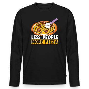 Weniger Menschen Mehr Pizzaliebhaber Italienisches Essen - Männer Premium Bio Langarmshirt - Schwarz - Vorne - Nico (187cm)