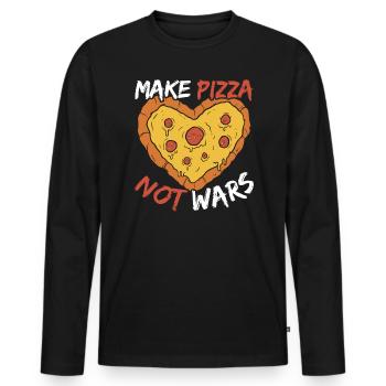 Make Pizza Not Wars Pizza Lover Italian Food - Men's Premium Organic Long Sleeve Shirt - black - Front - Nico (187cm)