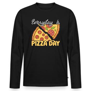 Jeden Tag ist Pizza-Tag Pizza-Liebhaber italienisches Essen - Männer Premium Bio Langarmshirt - Schwarz - Vorne - Nico (187cm)