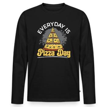 Tous les jours est Pizza Day Pizza Lover Italian Food - T-shirt manches longues Premium bio Homme - noir - Devant - Nico (187cm)