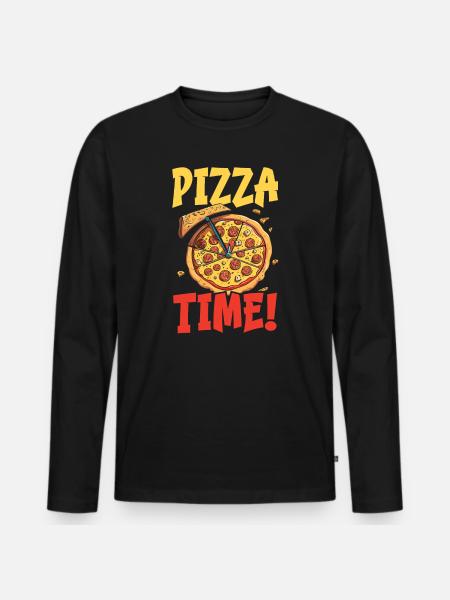 Pizza Time Peperoni Pizza Lover Italienisches Essen - Männer Premium Bio Langarmshirt - Schwarz