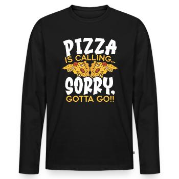 Pizza Eater Pepperoni Pizza Lover Italian Food - Men's Premium Organic Long Sleeve Shirt - black - Front - Nico (187cm)