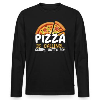 Pizza Eater Pepperoni Pizza Lover Italian Food - T-shirt manches longues Premium bio Homme - noir - Devant - Nico (187cm)