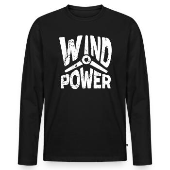 Énergie éolienne renouvelable Windtech Windmill Enthusiast - T-shirt manches longues Premium bio Homme - noir - Devant - Nico (187cm)