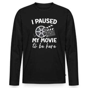 J’ai mis mon film en pause pour être ici Movie Lover Cinema - T-shirt manches longues Premium bio Homme - noir - Devant - Nico (187cm)