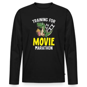 Training For Movie Marathon Movie Lover Cinema - Men's Premium Organic Long Sleeve Shirt - black - Front - Nico (187cm)