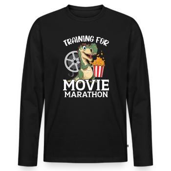 Training For Movie Marathon Movie Lover Cinema - Men's Premium Organic Long Sleeve Shirt - black - Front - Nico (187cm)