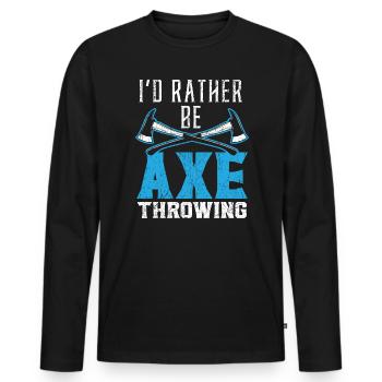 Axt werfen Beil Werfer Axt Wurf Holzfäller - Männer Premium Bio Langarmshirt - Schwarz - Vorne - Nico (187cm)