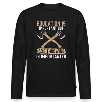 Axt werfen Beil Werfer Axt Wurf Holzfäller - Männer Premium Bio Langarmshirt - Schwarz - Vorne - Nico (187cm)