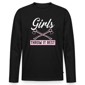 Axt werfen Beil Werfer Axt Wurf Holzfäller - Männer Premium Bio Langarmshirt - Schwarz - Vorne - Nico (187cm)