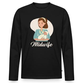 Midwifery Profession Newborn Childbirth Midwife - Men's Premium Organic Long Sleeve Shirt - black - Front - Nico (187cm)