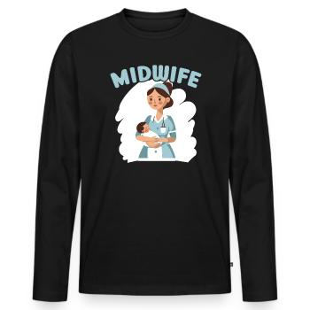 Midwifery Profession Newborn Childbirth Midwife - Men's Premium Organic Long Sleeve Shirt - black - Front - Nico (187cm)