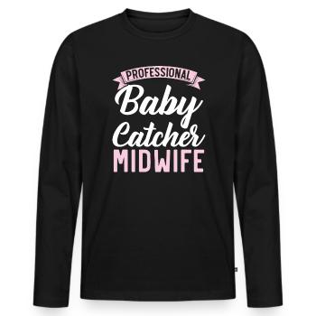 Midwifery Profession Newborn Childbirth Midwife - Men's Premium Organic Long Sleeve Shirt - black - Front - Nico (187cm)