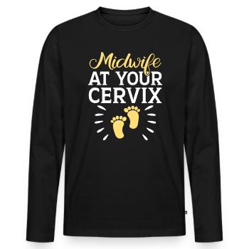 Midwifery Profession Newborn Childbirth Midwife - Men's Premium Organic Long Sleeve Shirt - black - Front - Nico (187cm)