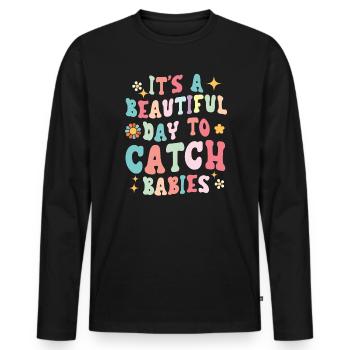 Midwifery Profession Newborn Childbirth Midwife - Men's Premium Organic Long Sleeve Shirt - black - Front - Nico (187cm)