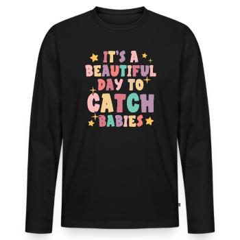 Midwifery Profession Newborn Childbirth Midwife - Men's Premium Organic Long Sleeve Shirt - black - Front - Nico (187cm)