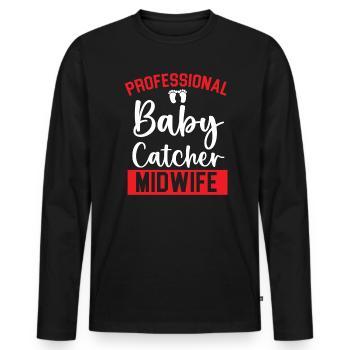 Midwifery Profession Newborn Childbirth Midwife - Men's Premium Organic Long Sleeve Shirt - black - Front - Nico (187cm)