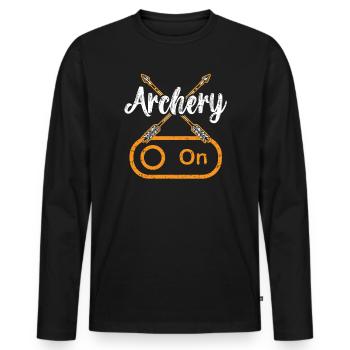 Archery On Bow Hunter Archer Target Arrow Bowman - Men's Premium Organic Long Sleeve Shirt - black - Front - Nico (187cm)