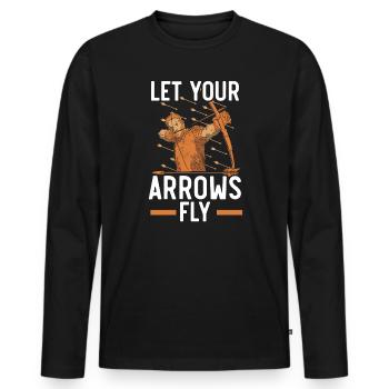 Laissez vos flèches voler Archer Bowman Tir à l’arc - T-shirt manches longues Premium bio Homme - noir - Devant - Nico (187cm)