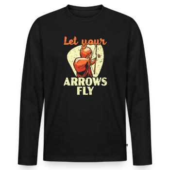 Laissez vos flèches voler Archer Bowman Tir à l’arc - T-shirt manches longues Premium bio Homme - noir - Devant - Nico (187cm)