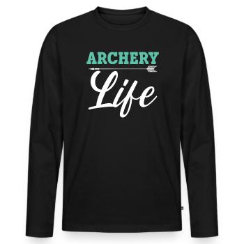 Archery Life Bow Hunter Archer Shoot Arrow Bowman - Men's Premium Organic Long Sleeve Shirt - black - Front - Nico (187cm)