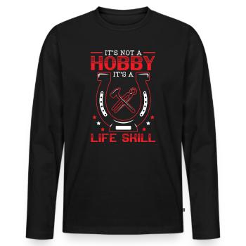Forgeron Marteau Forgeron Forger Forge - T-shirt manches longues Premium bio Homme - noir - Devant - Nico (187cm)
