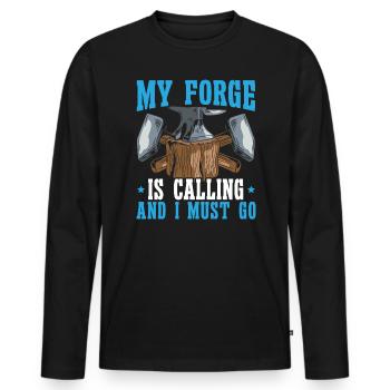 Forgeron Marteau Forgeron Forger Forge - T-shirt manches longues Premium bio Homme - noir - Devant - Nico (187cm)