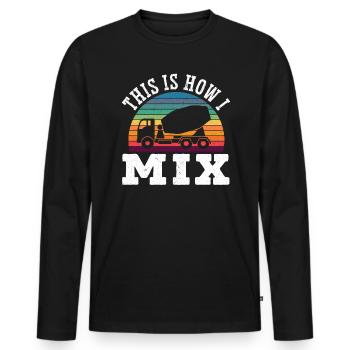 Cement Mixer Truck Driver Job Construction Worker - Men's Premium Organic Long Sleeve Shirt - black - Front - Nico (187cm)