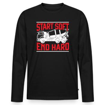 Cement Mixer Truck Driver Job Construction Worker - Men's Premium Organic Long Sleeve Shirt - black - Front - Nico (187cm)