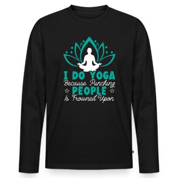 Yoga Méditation Fitness Entraînement Instructeur de yoga - T-shirt manches longues Premium bio Homme - noir - Devant - Nico (187cm)