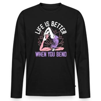 Yoga Meditation Fitness Workout Yoga Instructor - Men's Premium Organic Long Sleeve Shirt - black - Front - Nico (187cm)