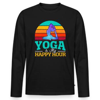 Yoga Méditation Fitness Entraînement Instructeur de yoga - T-shirt manches longues Premium bio Homme - noir - Devant - Nico (187cm)