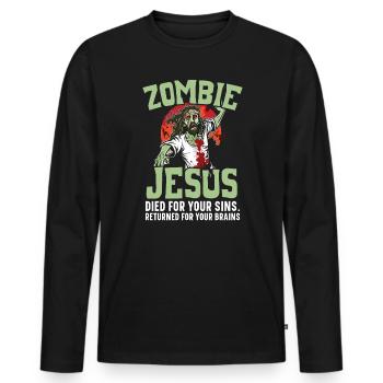 Atheismus Anti-Religion Agnostiker Freidenker Atheist - Männer Premium Bio Langarmshirt - Schwarz - Vorne - Nico (187cm)