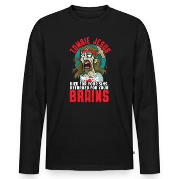 Atheism Anti-Religion Agnostic Freethinker Atheist - Men's Premium Organic Long Sleeve Shirt - black - Front - Nico (187cm)