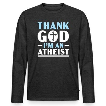 Atheismus Anti-Religion Agnostiker Freidenker Atheist - Männer Premium Bio Langarmshirt - Anthrazit meliert - Vorne - Nico (187cm)