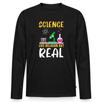 Atheism Anti-Religion Agnostic Freethinker Atheist - Men's Premium Organic Long Sleeve Shirt - black - Front - Nico (187cm)