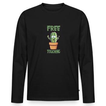 cartoon witzig cactus - Männer Premium Bio Langarmshirt - Schwarz - Vorne - Nico (187cm)