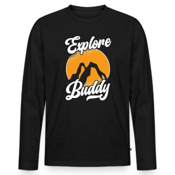 Wandern Berge Klettern Wanderer Trek Ich liebe Wandern - Männer Premium Bio Langarmshirt - Schwarz - Vorne - Nico (187cm)