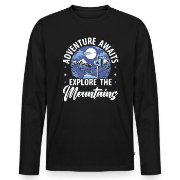 Wandern Berge Klettern Wanderer Trek Ich liebe Wandern - Männer Premium Bio Langarmshirt - Schwarz - Vorne - Nico (187cm)