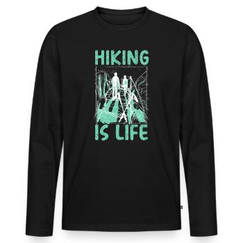 Wandern Berge Klettern Wandertrek Ich liebe Wandern - Männer Premium Bio Langarmshirt - Schwarz - Vorne - Nico (187cm)