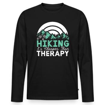 Wandern Berge Klettern Wandertrek Ich liebe Wandern - Männer Premium Bio Langarmshirt - Schwarz - Vorne - Nico (187cm)