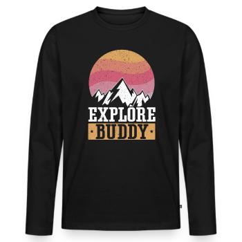 Wandern Berge Klettern Wandertrek Ich liebe Wandern - Männer Premium Bio Langarmshirt - Schwarz - Vorne - Nico (187cm)