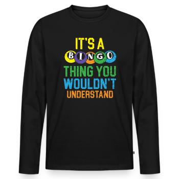 Bingo Player Bingo Caller Bing Lover Casino - Men's Premium Organic Long Sleeve Shirt - black - Front - Nico (187cm)
